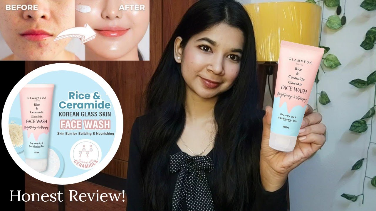 Glamveda Rice And Ceramide Face Wash review / Best Face Wash For Korean Glass Skin #korean #skincare