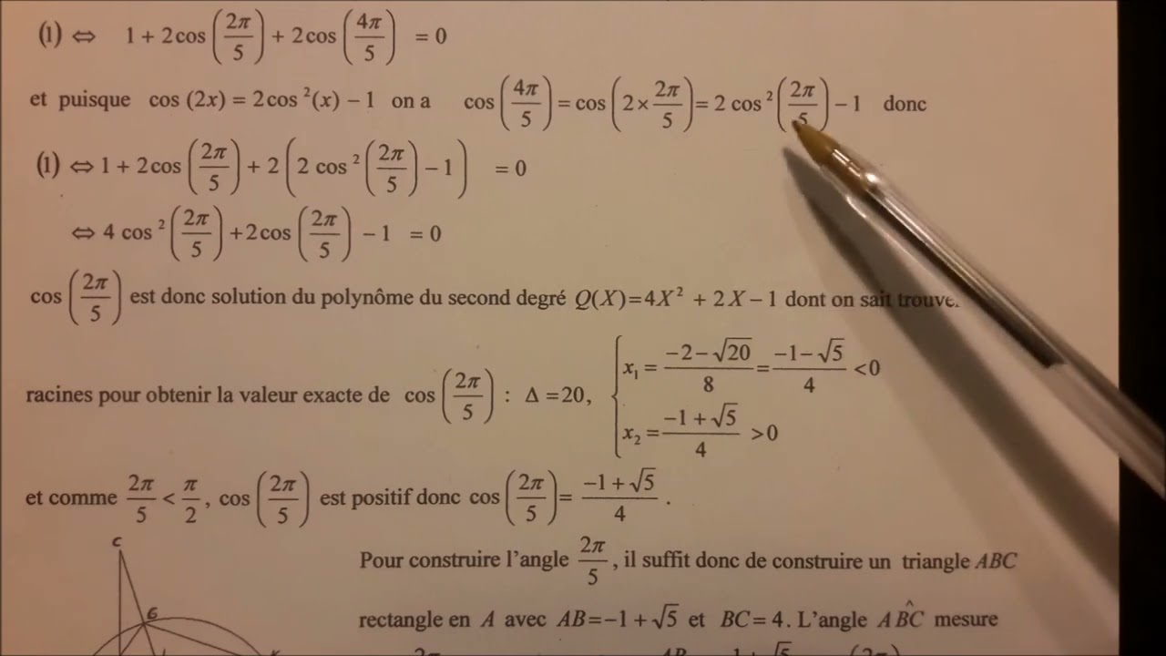 Construction du Pentagone Régulier à la règle et au compas et impossibilité pour l'Heptagone