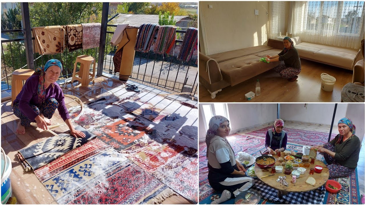TEMİZLİĞE DEVAM✅ KİLİM YIKADIK, KOLTUK SİLDİK👌KOMŞULARIMLA ÖĞLEN ÇAYIMIZ