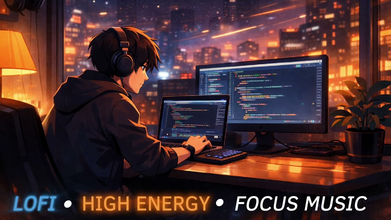 High Energy Lo-Fi Focus Music — No Vocals, Deep Work & Study (1 Hour)