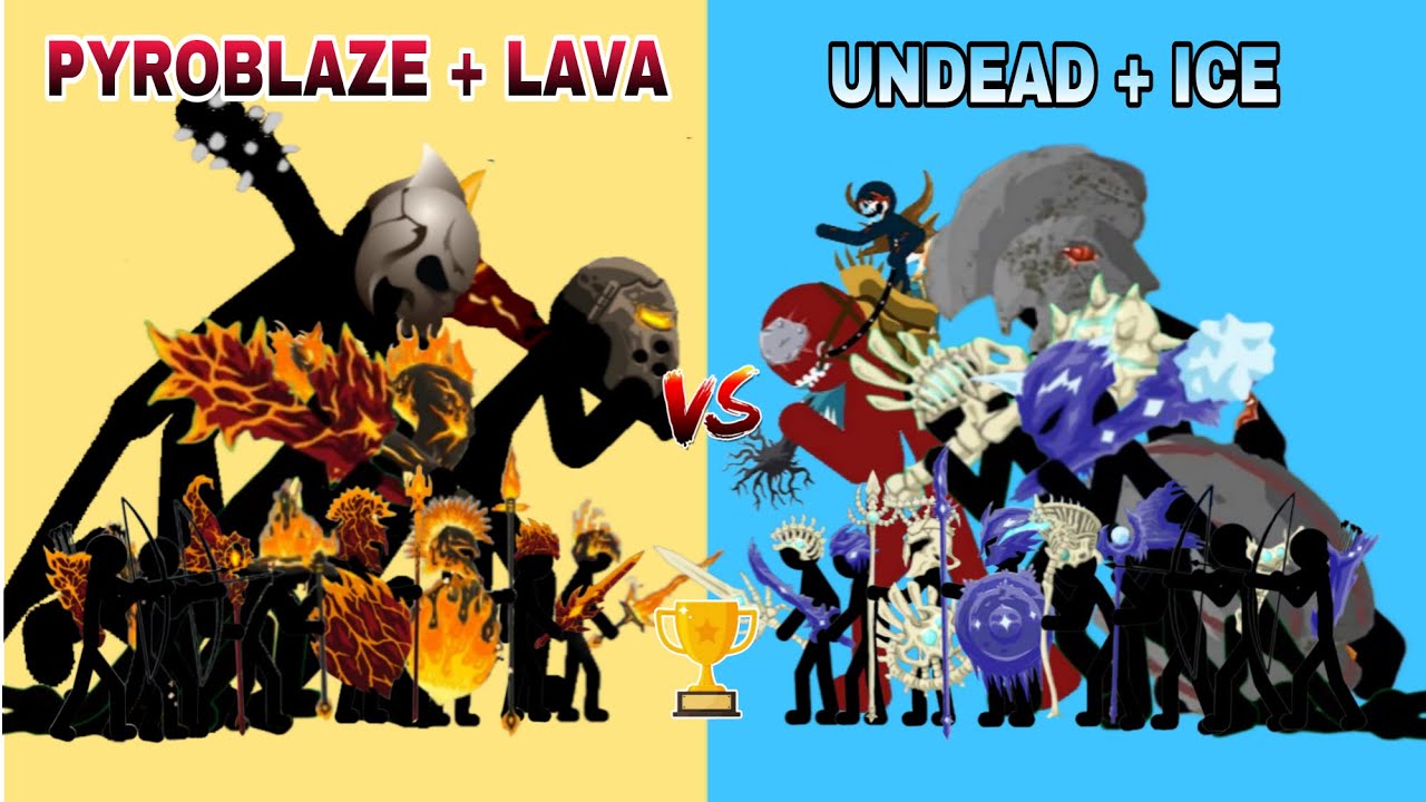 Pyroblaze & Lava Vs Undead & Ice - Who is the Strongest Stickman Skin? - Stick War Legacy 