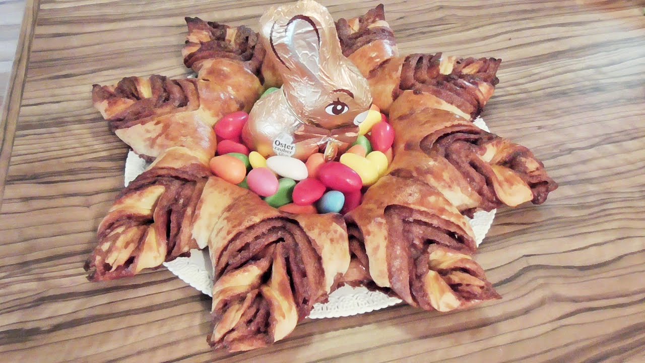 Wielkanocny wieniec Kwiatek z nutella z ciasta drozdzowego / Kasia ze slaska gotuje