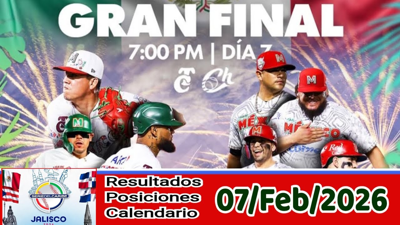 Serie del Caribe - Resultados Posiciones Calendario 07 Febrero 2026 Los Equipos Mexicanos a la Final