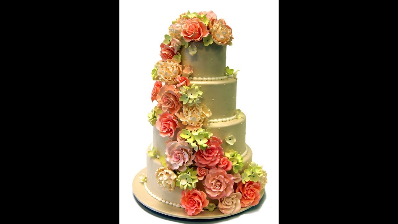 Cascading Flower Wedding Cake