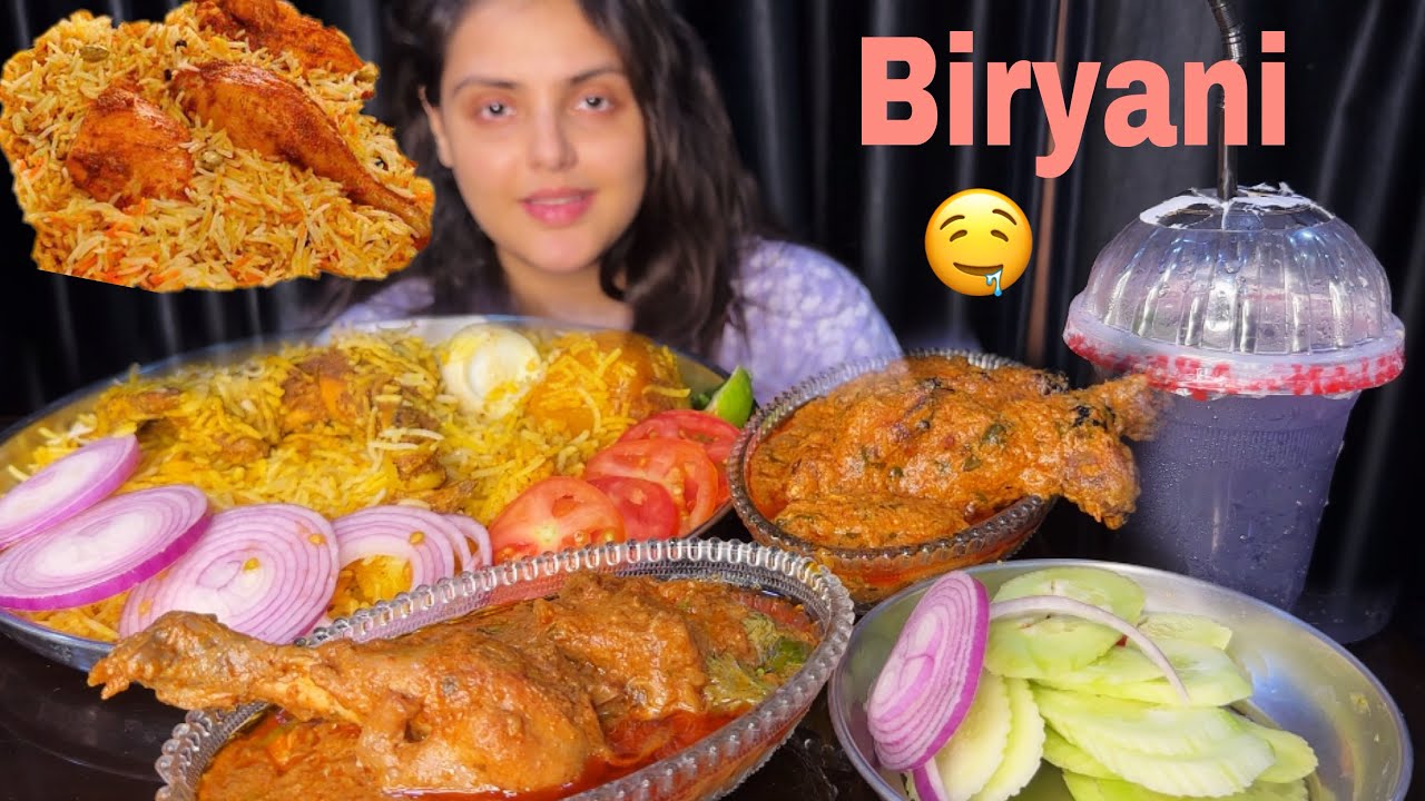 ASMR EATING: Kolkata Style Chicken Biryani, Chicken Lahori, Chicken Tangri Butter Masala || Mukbang