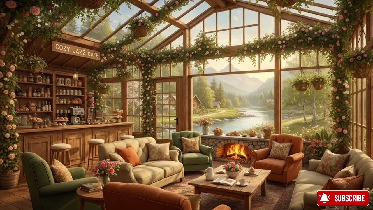 Relaxing Spring Lake Jazz 🌸 Soft Piano Music & Cozy Coffee Shop Ambience...