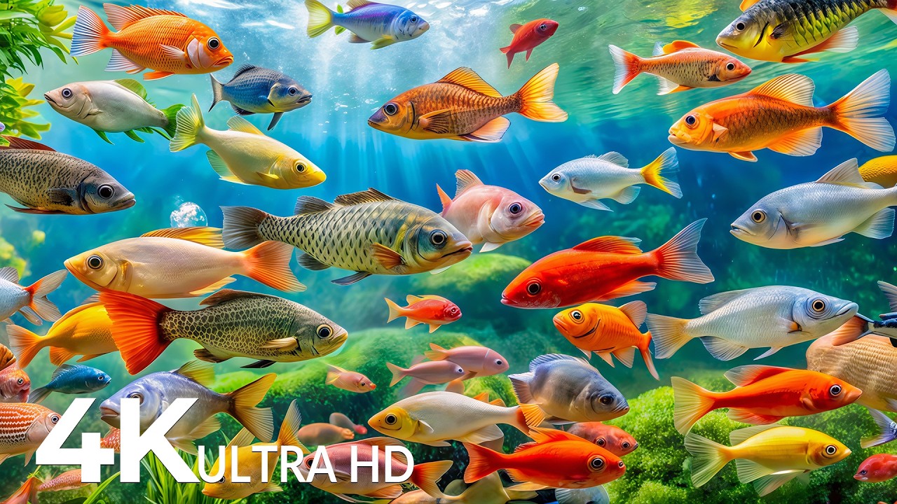 DREAM AQUARIUM 4K - Marine Life, Sea Animals and Coral Reef - Fish Tank Sounds for Deep Sleep #81