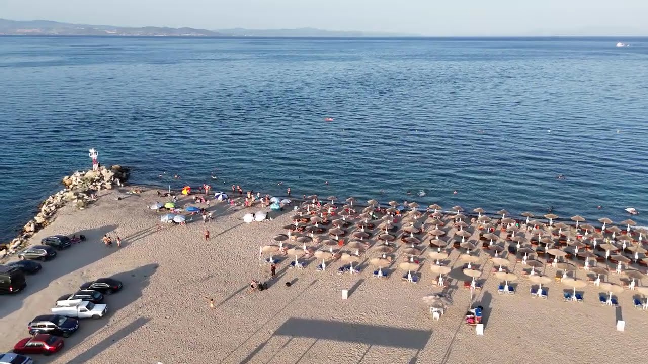 Greece 4K, Chalkidiki, Nea Potidea Beach, drone