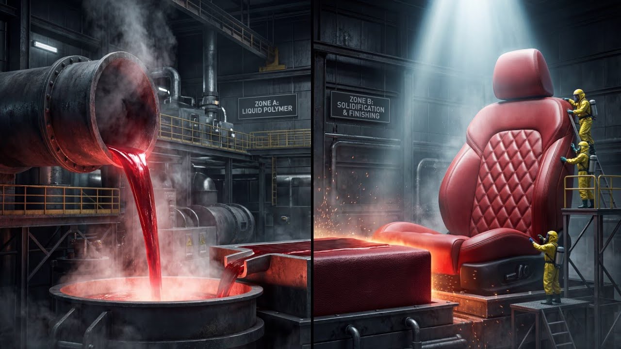 Turning Liquid Plastic into Luxury Leather – Manufacturing Process 🧪🛋️