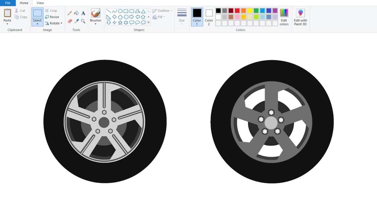 How to draw Wheels / Tyres in computer using Ms Paint | Tyre Making Tutorial.