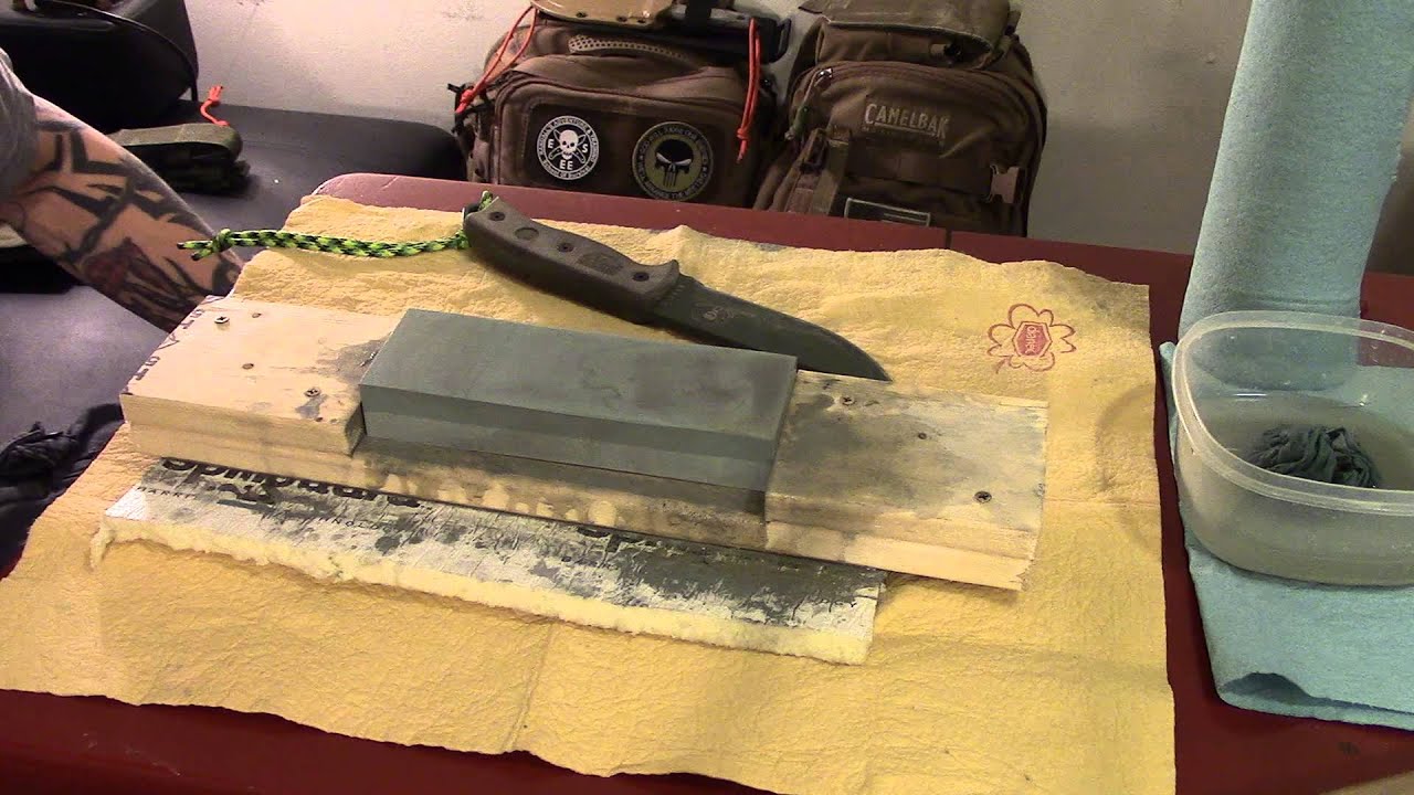 Esee 5 re-edging with Whetstone.