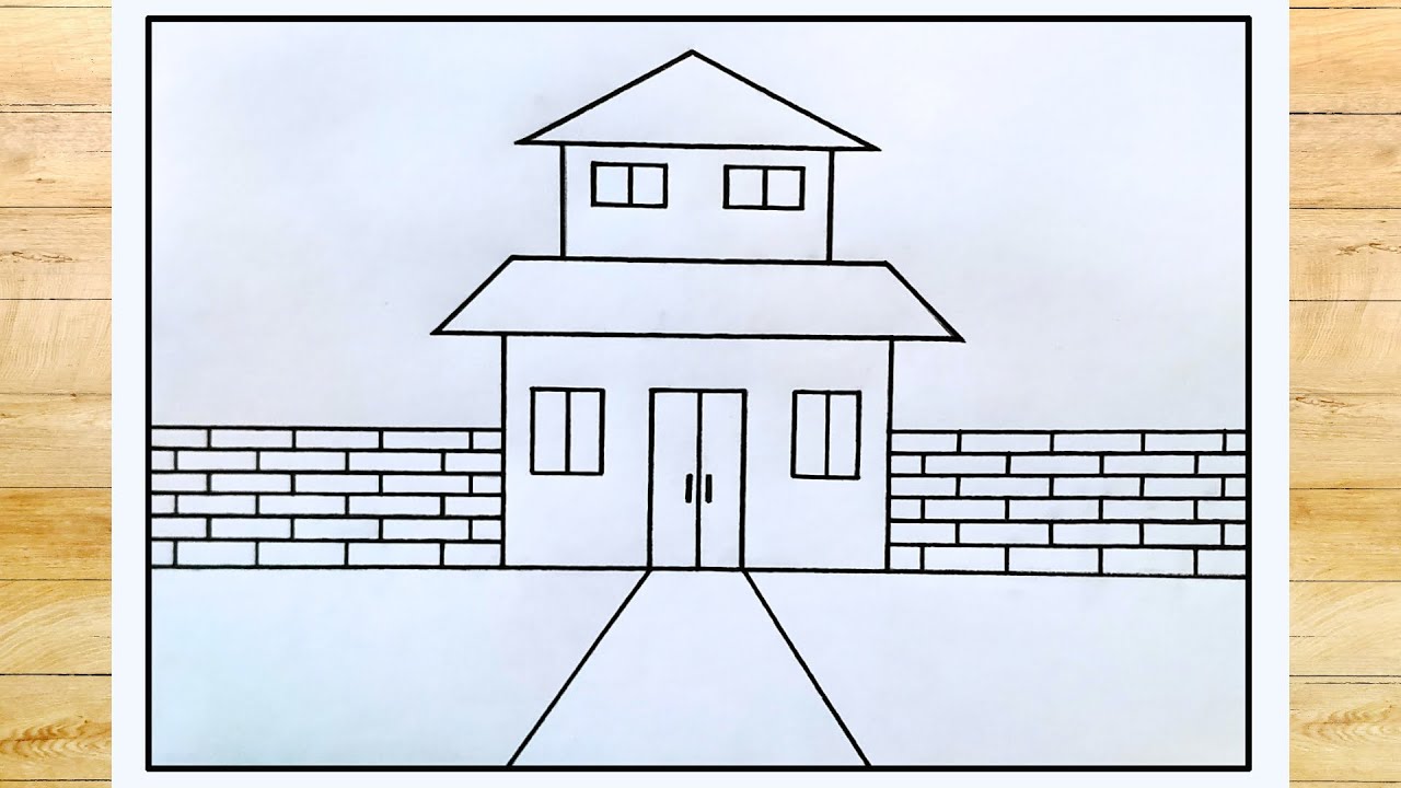 Very Easy House Scenery Drawing, Ghar ka chitra, Prakritik drishya, simple drawing video tutorial