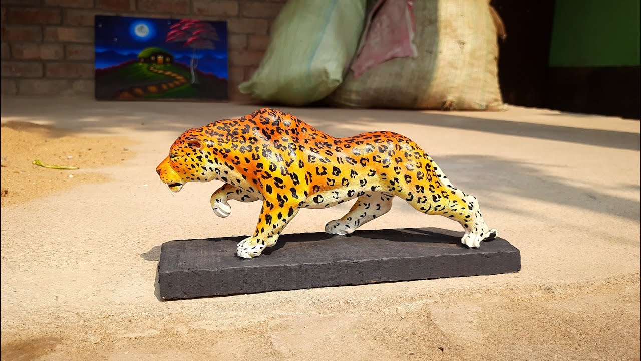 How to make leopard with clay | tiger making and coloring |clay art animals