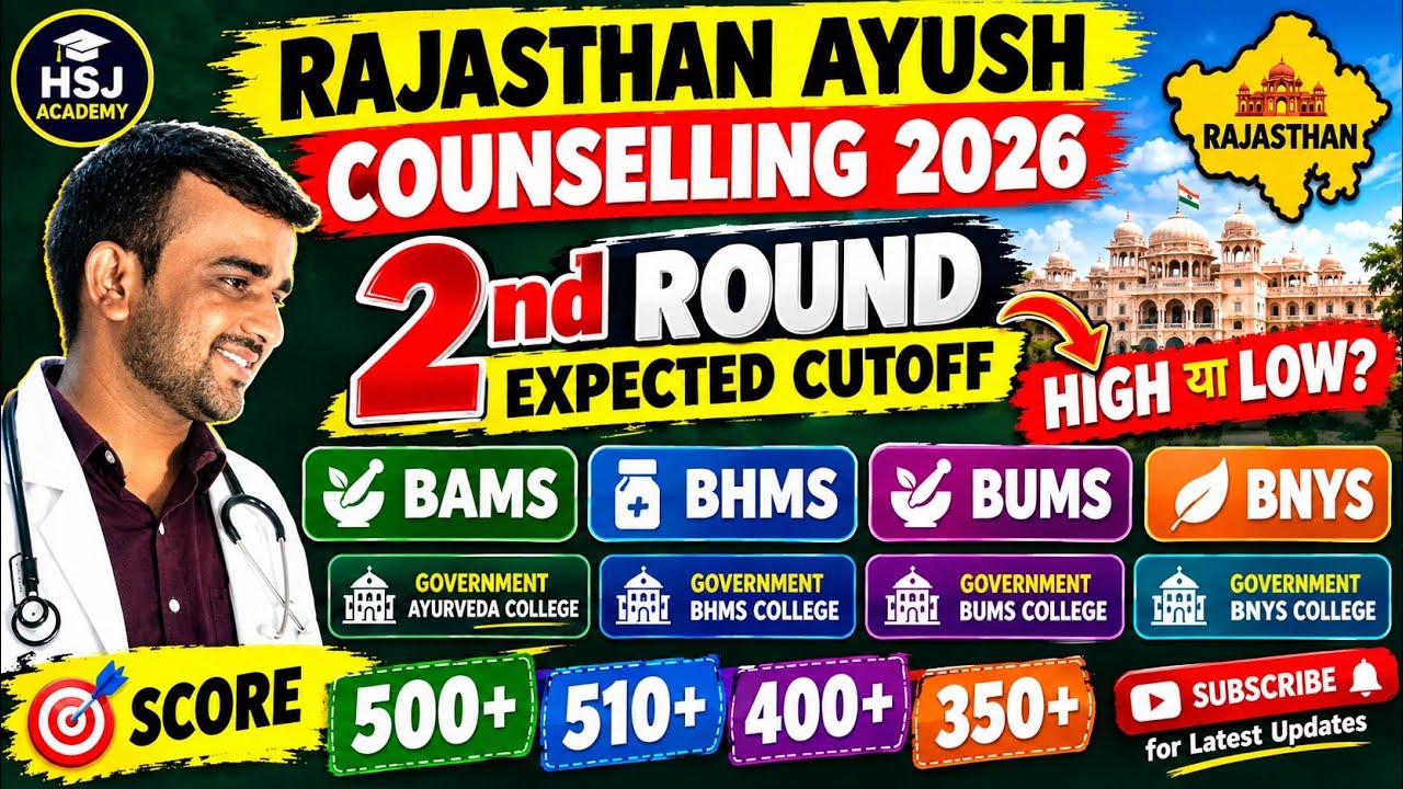 2nd Round Expected Cutoff | Rajasthan AYUSH 2026 | Govt College Milega?