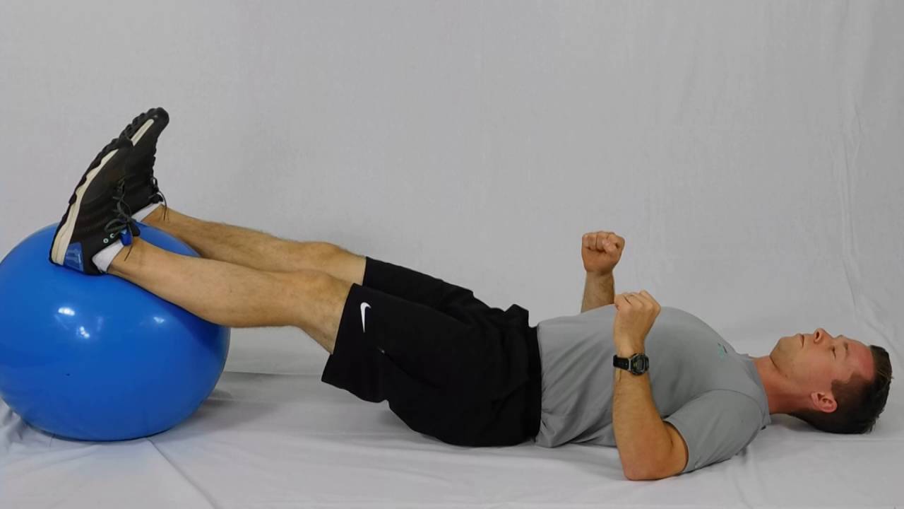 STABILITY BALL DOUBLE STRAIGHT LEG HIP RAISE   ELBOWS FLEXED