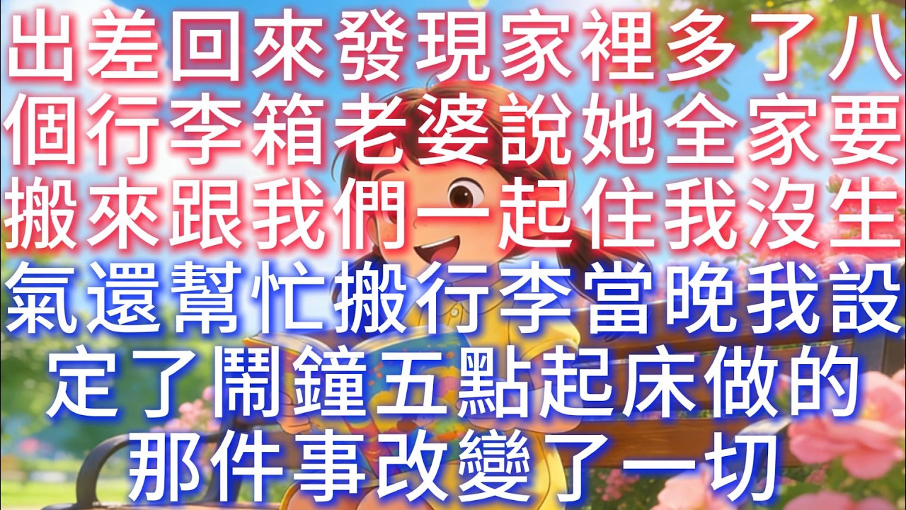 出差回來發現家裡多了八個行李箱，老婆說她全家要搬來跟我們一起住，我沒生氣還幫忙搬行李，當晚我設定了鬧鐘五點起床做的那件事改變了一切。