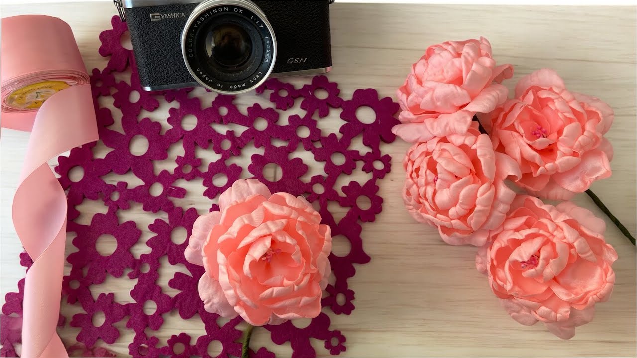 DIY Peony flowers from satin ribbon/how to make beautiful satin ribbon flowers easily