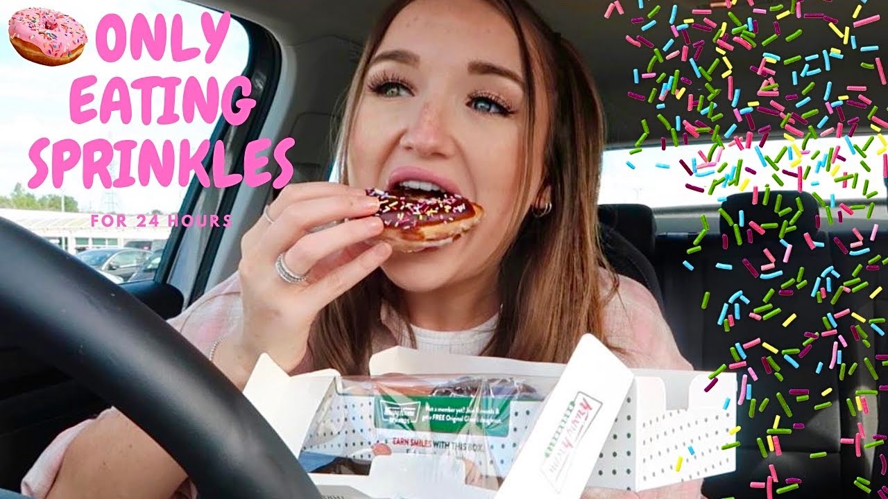EATING FOOD COVERED IN SPRINKLES FOR 24 HOURS | ALL SWEET CHEAT DAY 🍩🧁