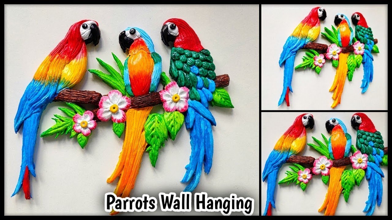 Beautiful Parrots Wall Hanging/Wall Decor/Home Decor/Clay Crafts/Art and Craft/DIY