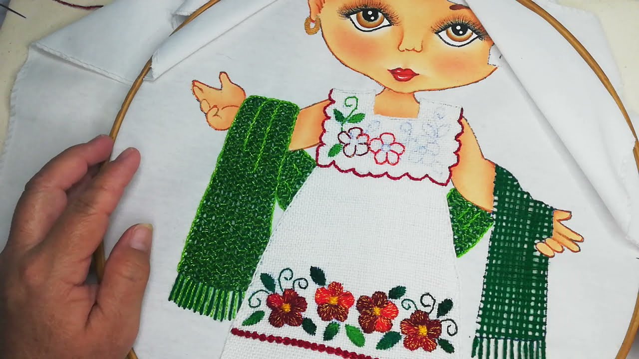 Puntada del rebozo de la niña Yucateca