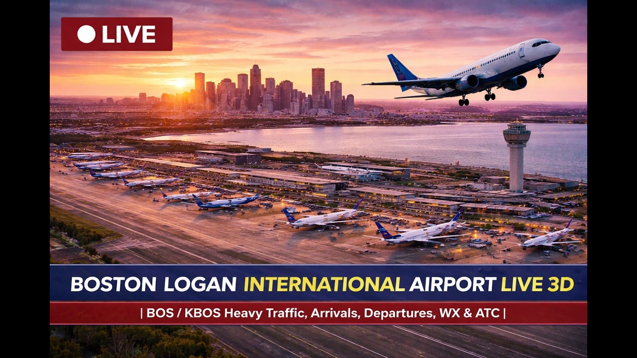 BOSTON AIRPORT LIVE 3D | BOS / KBOS Heavy Traffic, Arrivals, Departures, WX & ATC | 23 - 03 - 2026