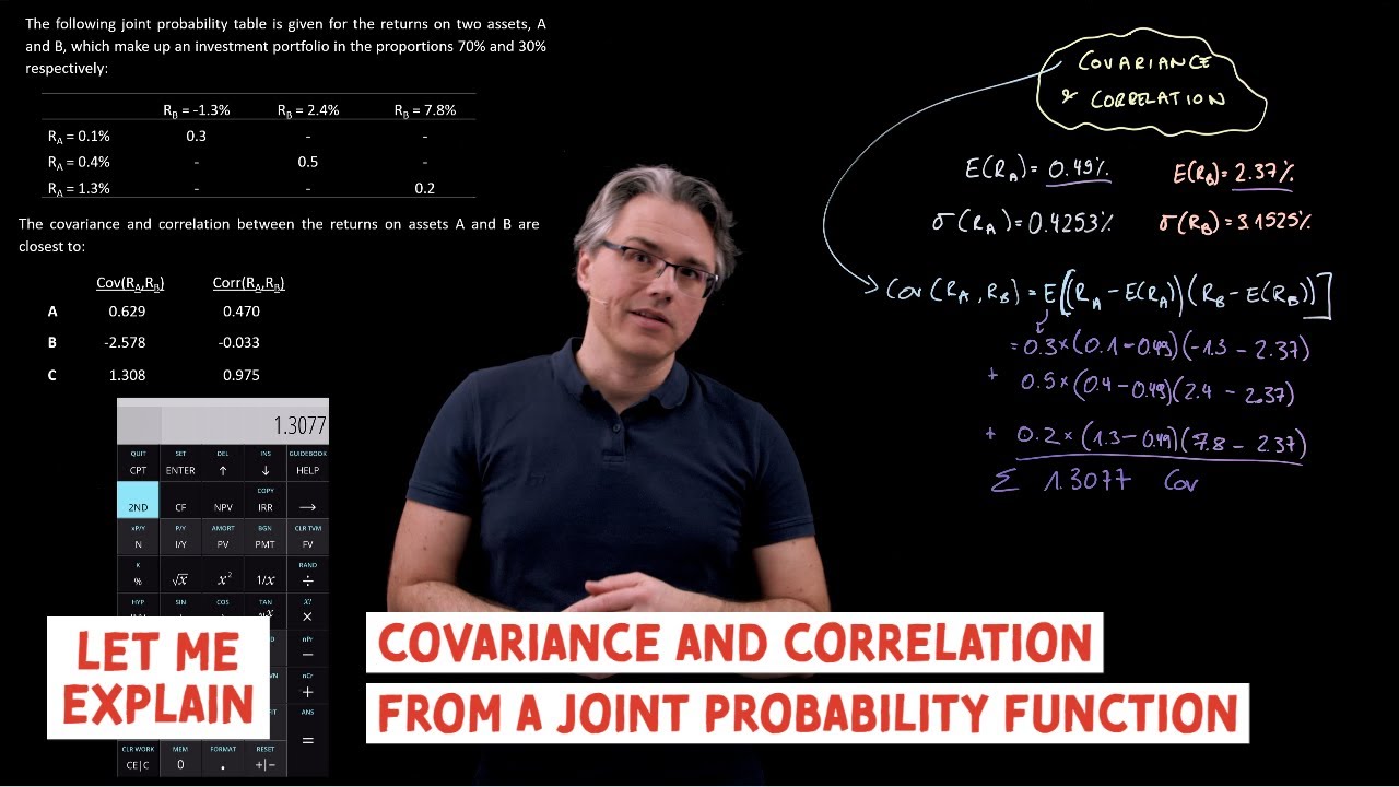 Covariance and correlation from a joint probability function (for the CFA Level 1 returns)