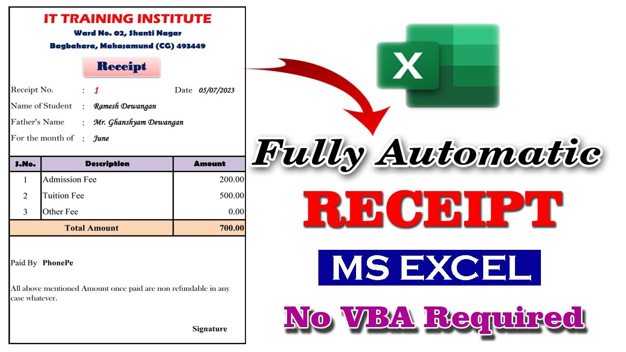 Automate your invoices in Excel | Invoice in excel | fee receipt in excel | #excel