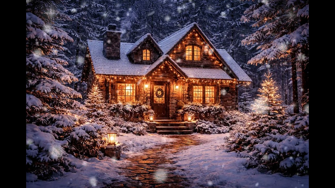 Snowfall Outside a Cozy Cabin ❄️ Peaceful Winter Night Sounds for Deep Sleep