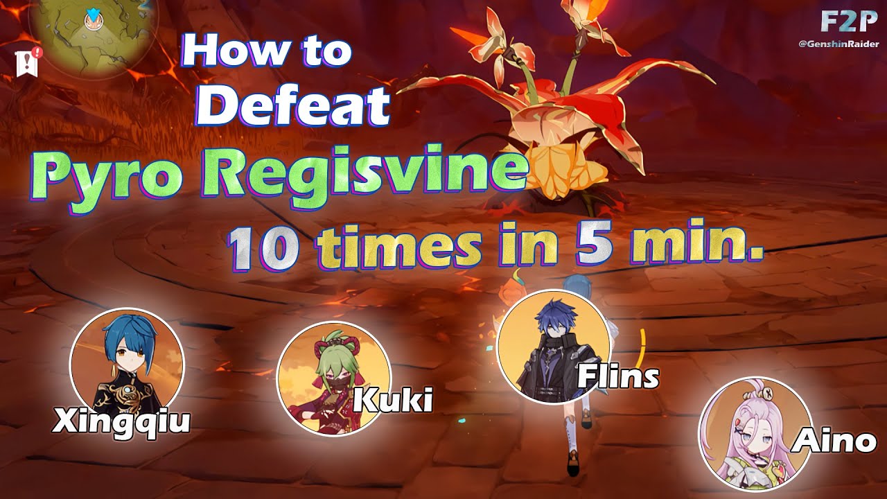 How to Defeat Pyro Regisvine 10 Times in 5 minutes | Genshin Impact Boss Fight | F2P