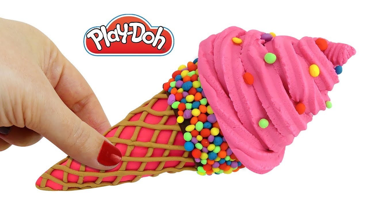 DIY Making Play-Doh Pink Waffle Cone Ice Cream