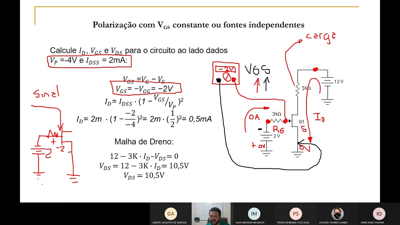 Aula 3 de Transistores - JFET Transistor de Junção e Efeito de Campo   Exercícios de Polarização