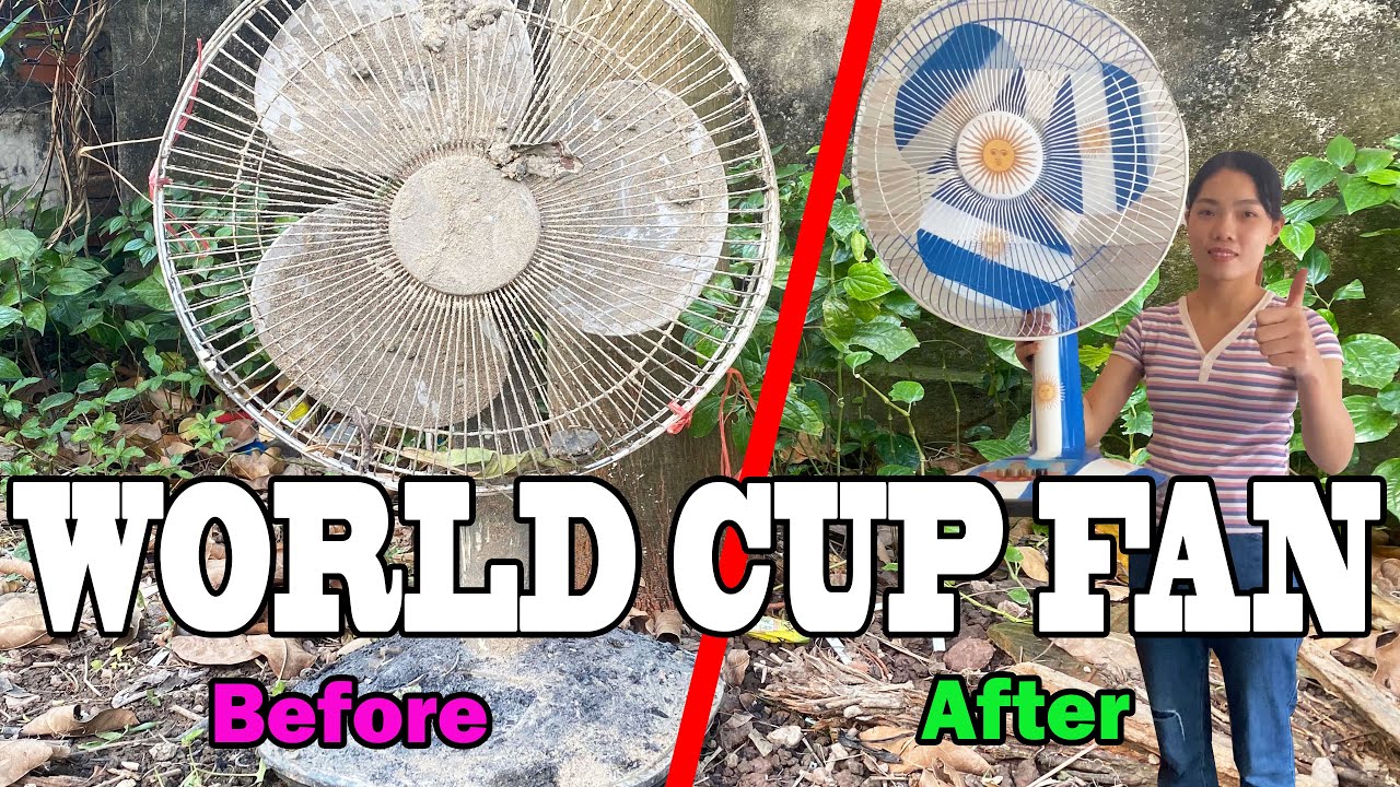Restoration old rusty fan into argentina flag fan messi champion WORLD CUP FAN 2022