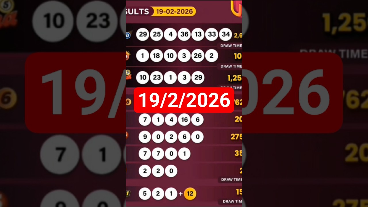 Uwinn lottery result today 19/02/2026 power7 grand6 spin5 4you max3 Thursday