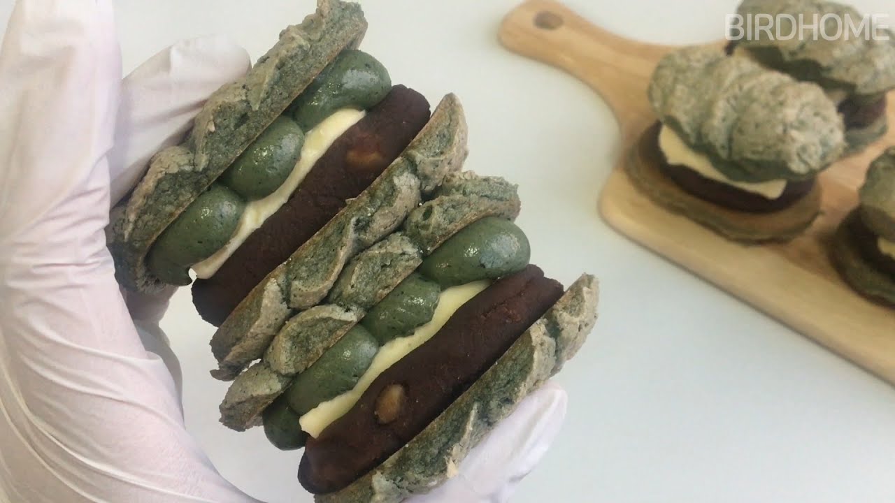 [버드홈] 앙버터 뚱크아즈 [BirdHome] Mugwort Dacquoise with sweet red bean and butter
