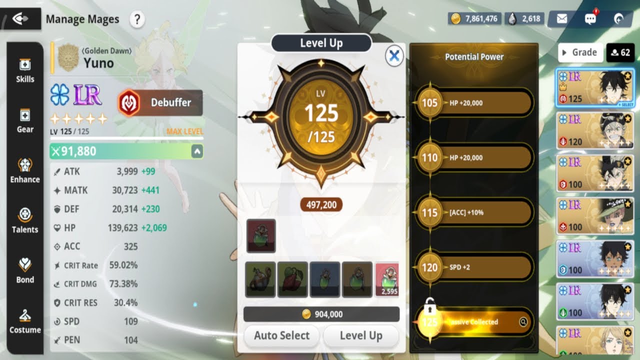 Transcend Level to 125! How upgrade &  find materials? (Black Clover M / Global)