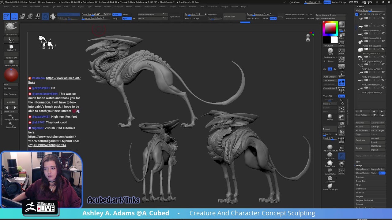 Creature & Character Concept Sculpting – Ashley A. Adams “A_Cubed” – ZBrush 2026