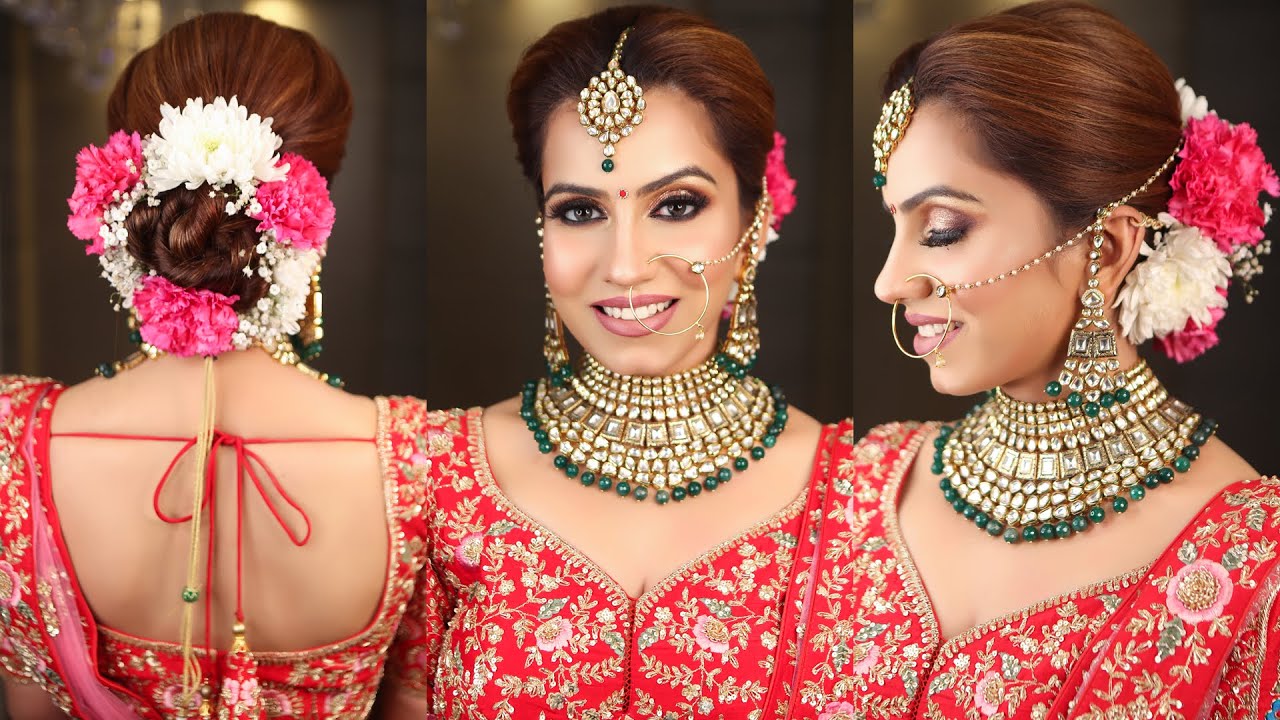 Beautiful Bridal Hairstyle 2021 | Bun With Flowers | BUN Hairstyle Tutorial | Krushhh By Konica