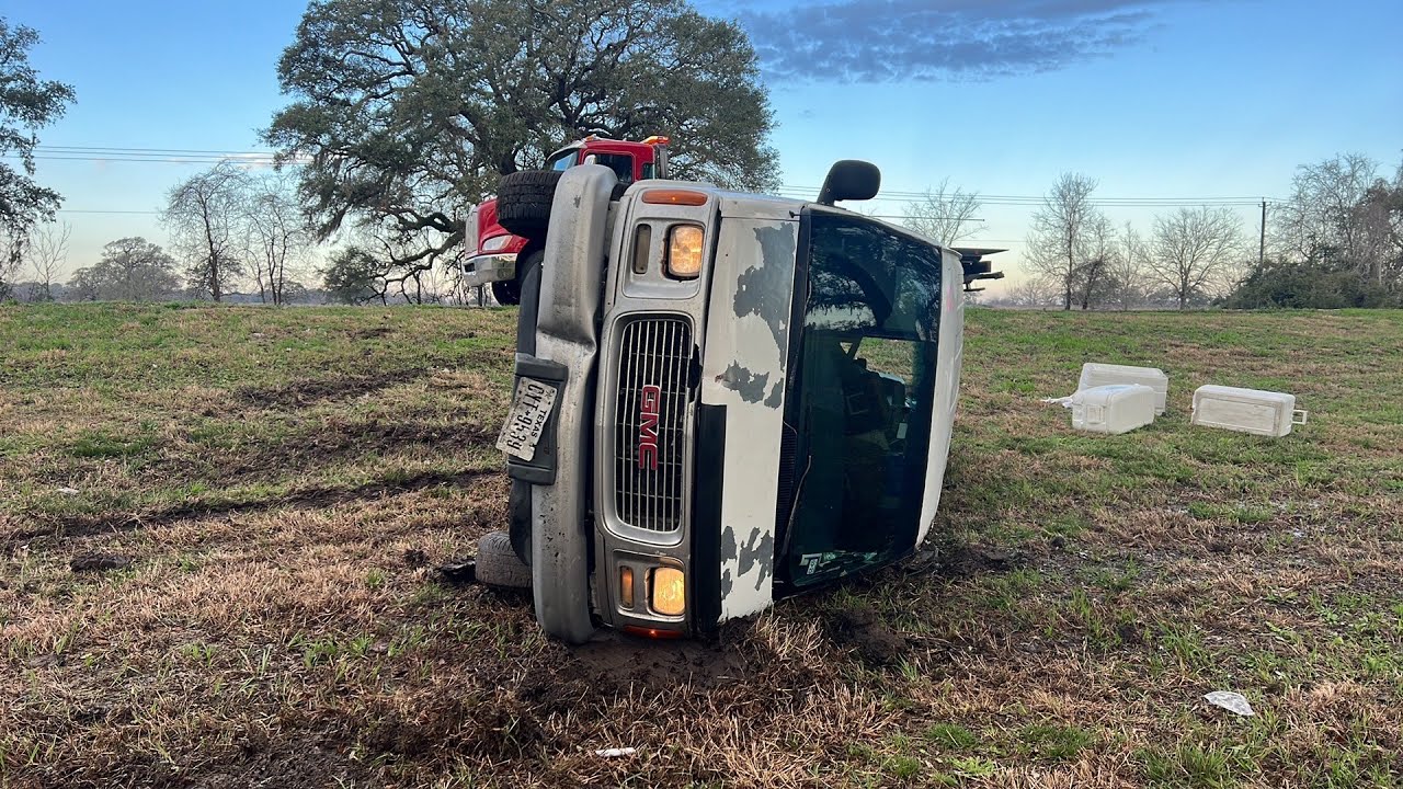 Second Rollover, in 2 Days! GMC Van Goes On It’s Side!