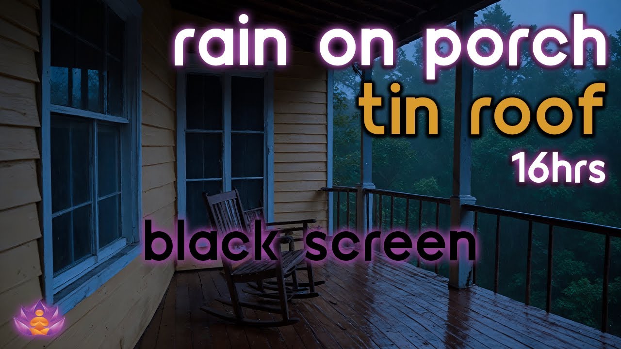[Black Screen] Gentle Rain on Porch Tin Roof No Thunder | Rain Ambience | Rain Sounds for Sleeping