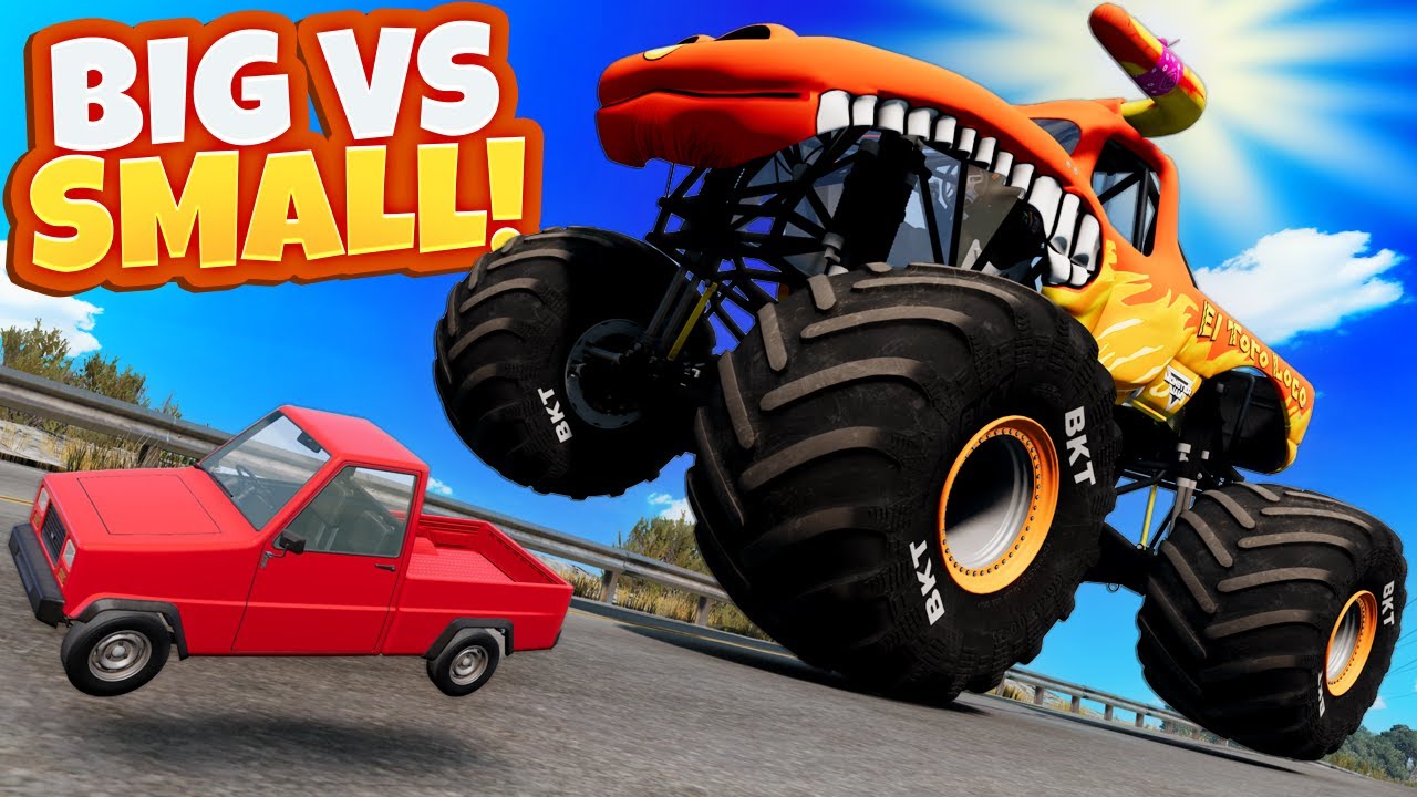Tiny Car vs GIANT Car – Can Either Escape the Police?! (BeamNG Drive)