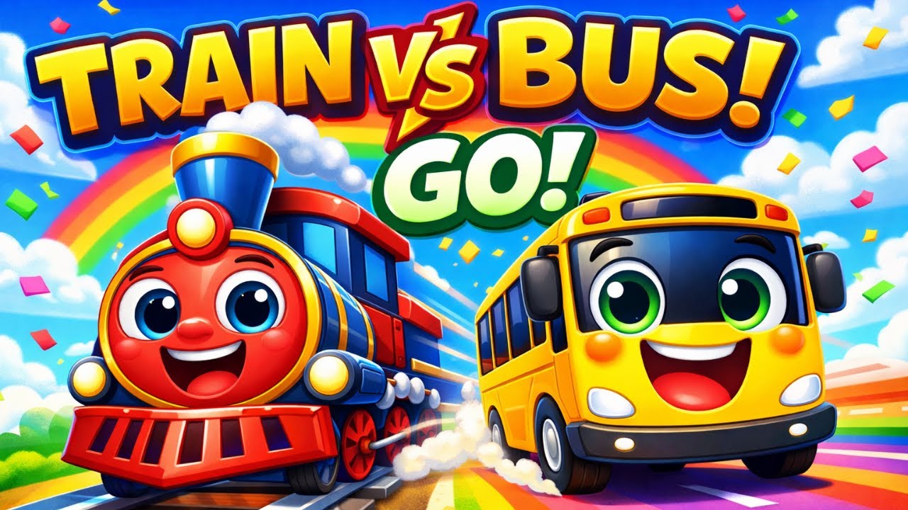 Train vs Bus 🚂🚌 | Fun Racing Song for Kids | Kids Songs