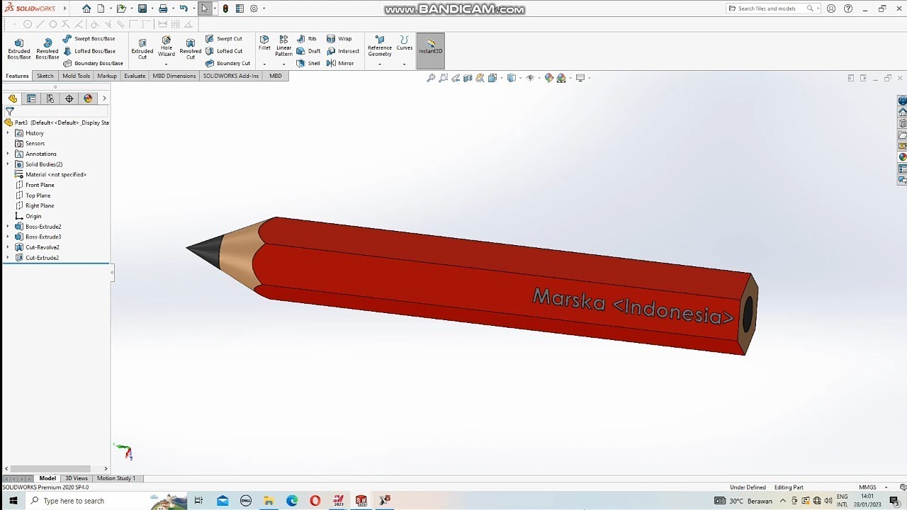 Solidworks Tutorial Part (Pensil) || Untuk Pemula!