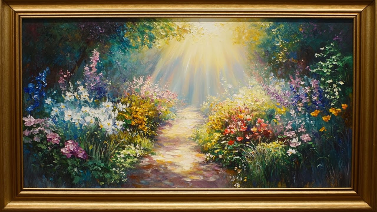 Spring Garden TV Art | 4K Gold Frame | TV Art Screensaver