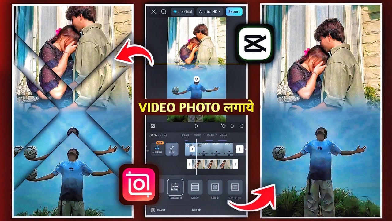 Inshot AP VS Capcut Main Video Editing !! Video ke उपर Photo Kaise लगाये !! How to in capcut editing
