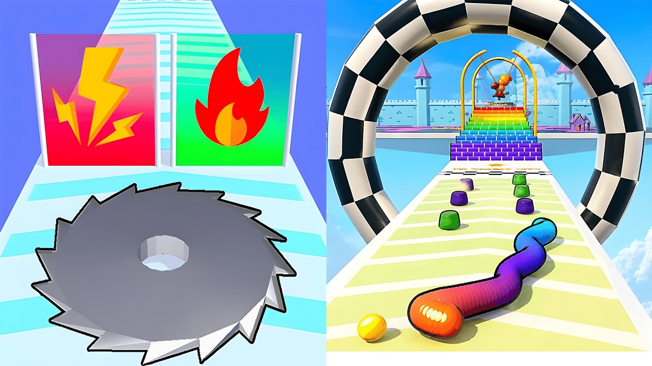 Grinder Run VS Gummy Worm Go! - All Levels SpeedRun Gameplay Android iOS Ep1