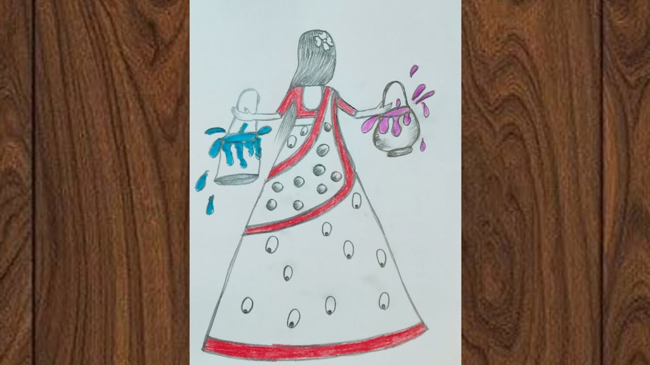 Beautiful Girl Drawing Easy | Girl Dress Step by step | Easy Girl Drawing for beginners 