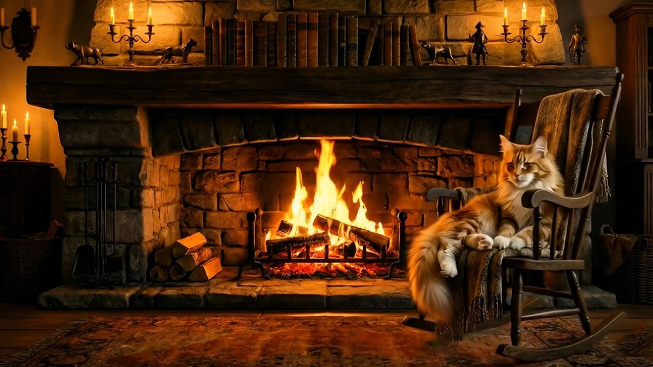 Cozy Fireplace & Maine Coon Purring 🐾 ASMR for Sleep, Study & Relaxation
