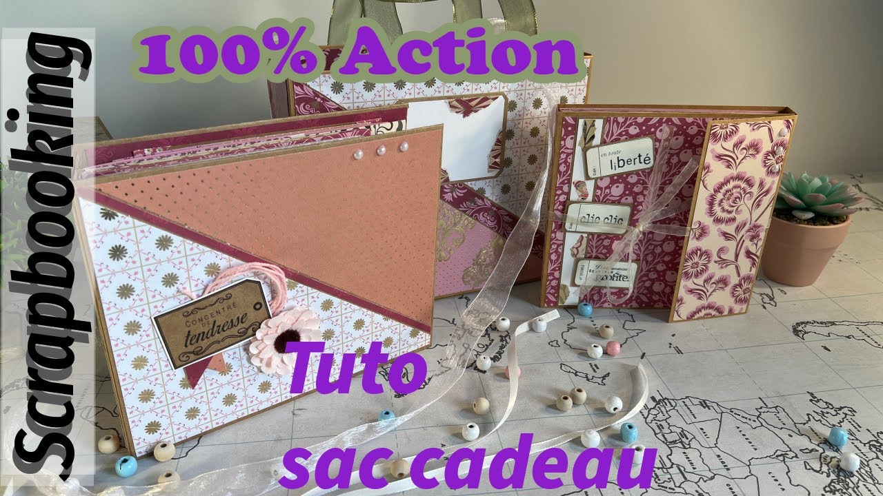 SCRAPBOOKING, voici le tuto de notre sac cadeaux, 100% Action 