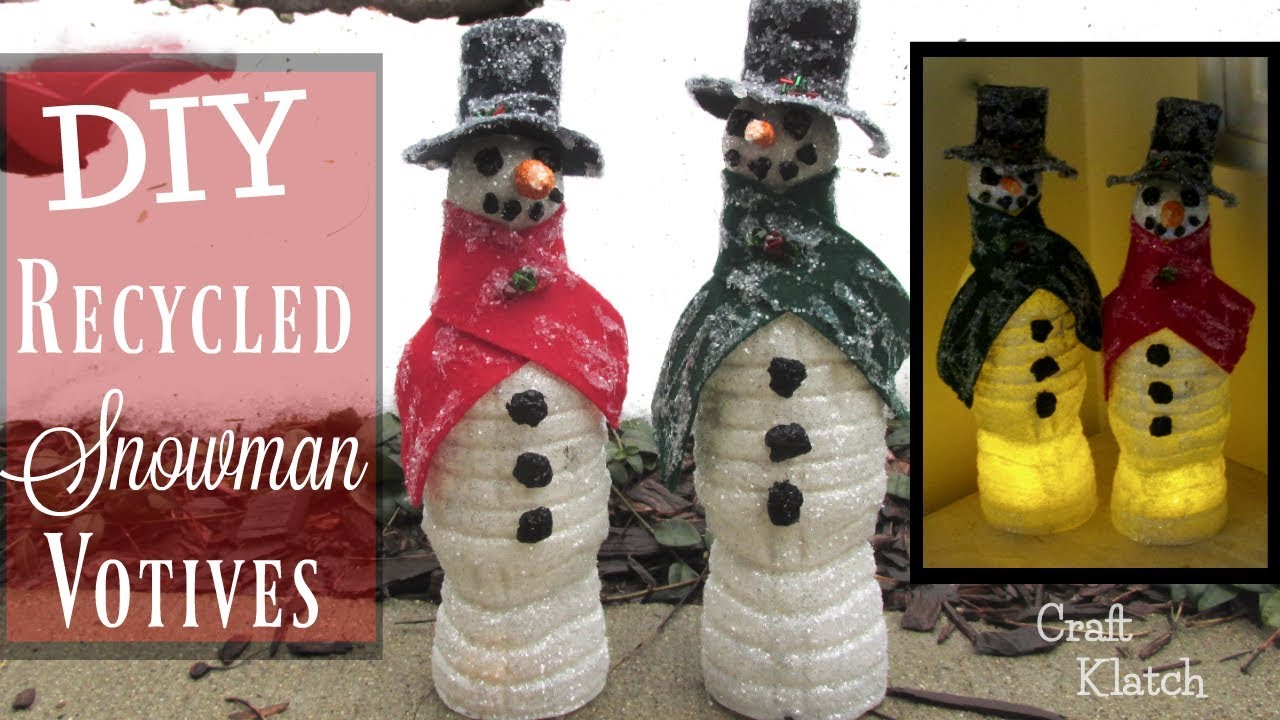 Water Bottle Snowman Votives | Recycling Craft Tutorial | Craft Klatch