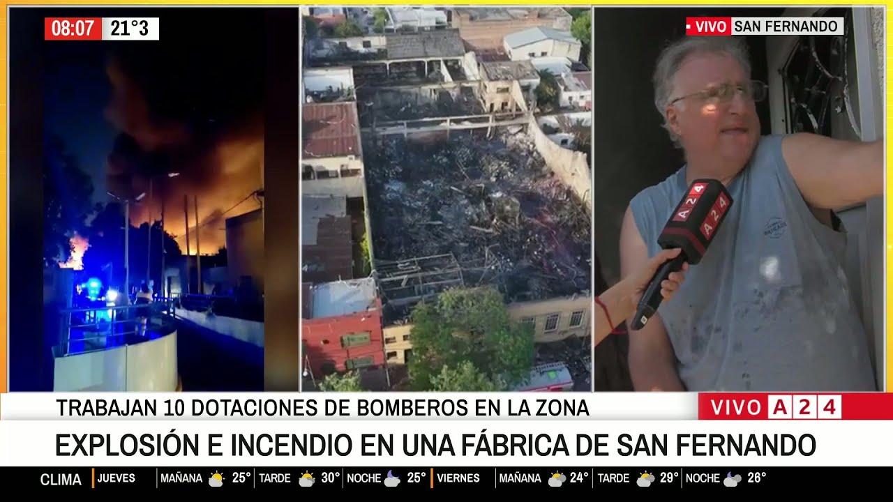 📢 Explosión, fuego y derrumbe en una fábrica de San Fernando
